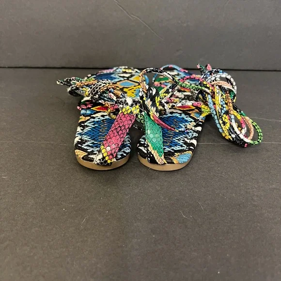 Liliana Colorful Snake Skin Pattern Strappy Sandals Size 8 - Picture 3 of 8